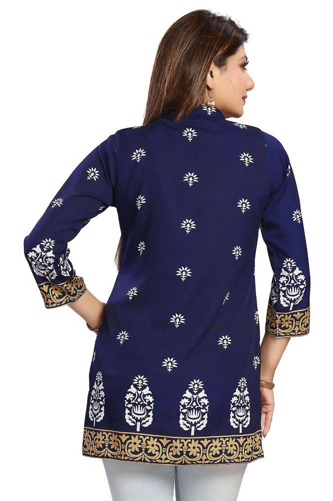 Snehal Creations Endearing Ethnicity Short Blue Tunic | Grocsy