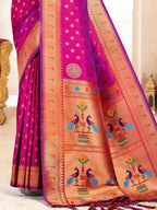 Shree Shyam Fashion Paithani Silk Purple Saree | Grocsy