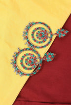 Mominos Fashion Johar Kamal Women's Red & Green Kundan Circles Earrings