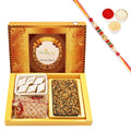 Ghasitaram Walnut Chocolate Bark, Almonds and Kaju Katli With Pearl Beads Rakhi | Grocsy