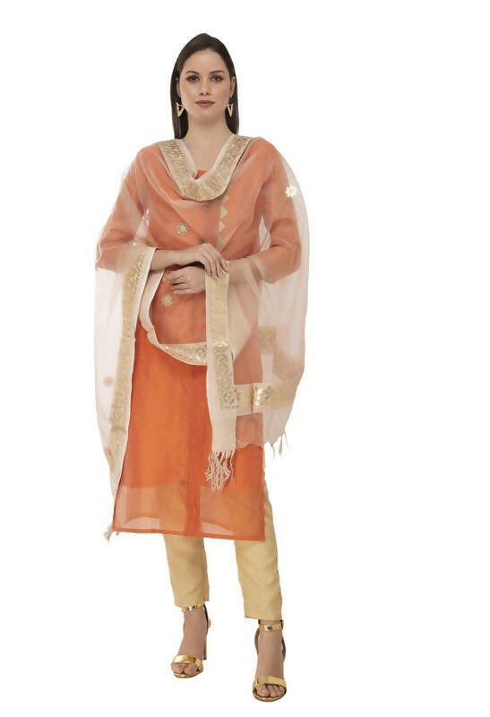 Mominos Fashion Moeza Orgenza Gotta Patti Light Golden Dupatta | Grocsy