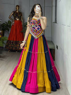 Yash Enterprise Multi Color Rayon Cotton Embroidery Semi Stitched Navratri Top Chaniya Choli | Grocsy