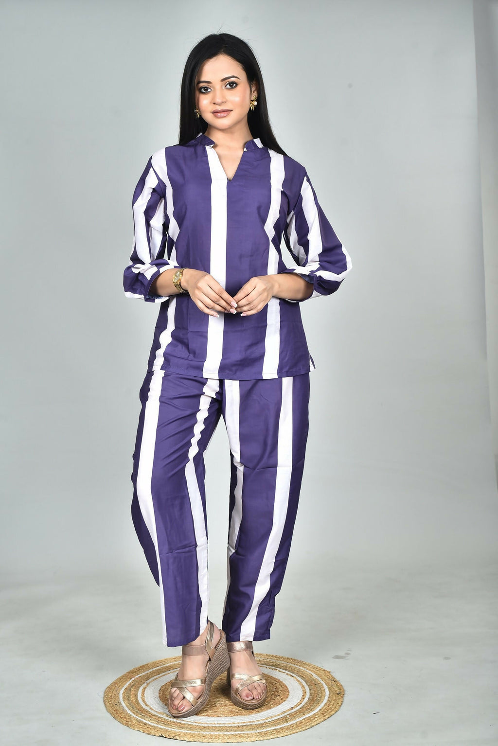 Morchari Digital Print Semi Muslin Co-Ord Set Top & Trouser-Multicolor | Grocsy