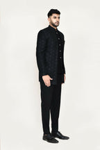 Joban Fashion Black Colored Imported Jacquard Fabric Open Prince Coat, Jacket With Pant | Grocsy