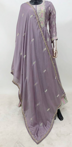 Lorenvalley Fashion Lavender Chinon Embroidery With Sequince Work Gown Stitched | Grocsy