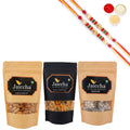 Ghasitaram Jaiccha Suagrfree Bites, Butter Chakli Sticks and Almonds With 2 Pearl Beads Rakhis | Grocsy