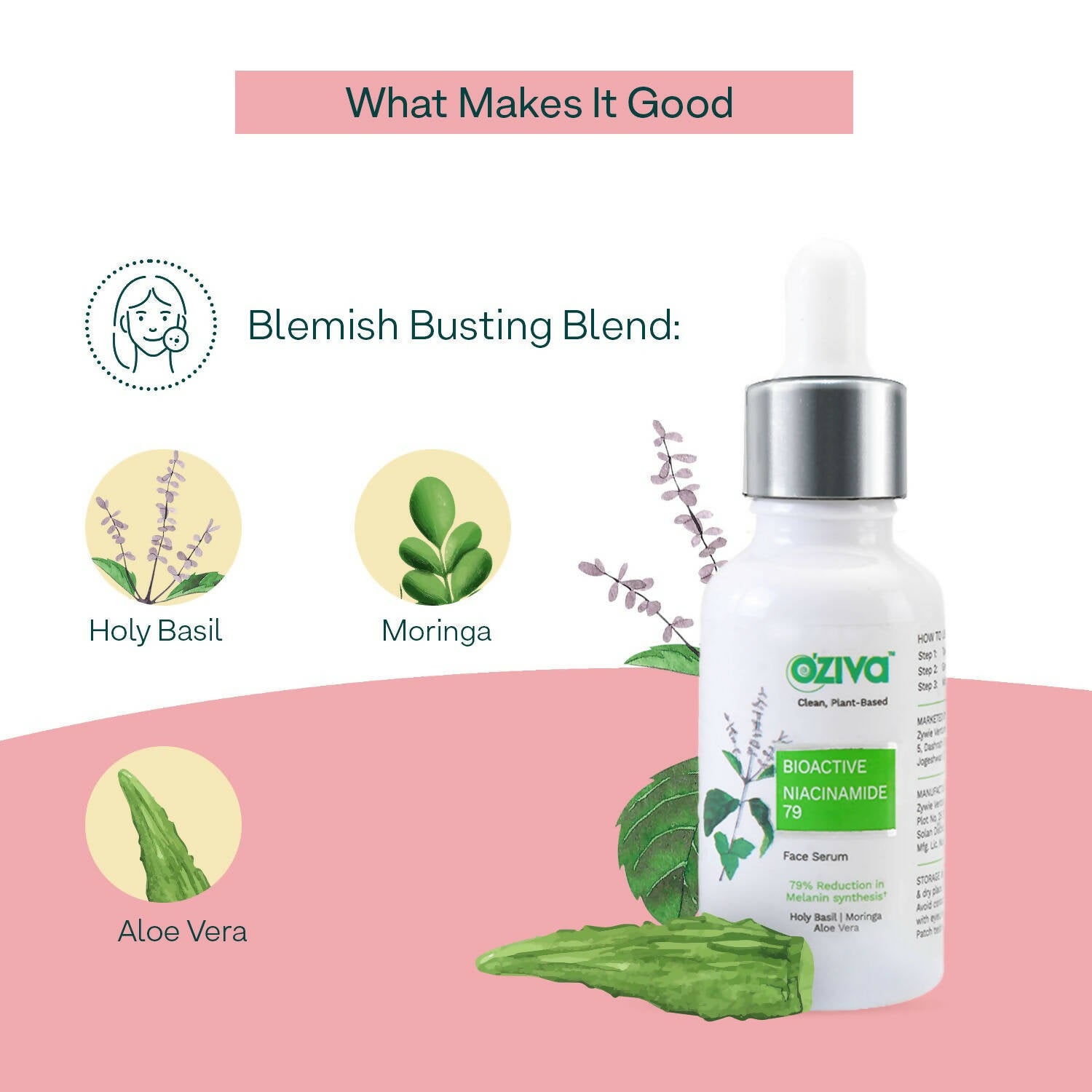 OZiva Bioactive Niacinamide 79 Face Serum | Grocsy