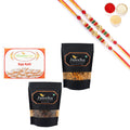 Ghasitaram Kaju Katlis,Butter Chakli Sticks and Banarsi Paan With Pearl Beads Rakhi | Grocsy