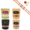 Ghasitaram Healthy Hamper Sugarfree Anjeer Bites; Wheat puffs,Diet Chiwda and Almonds With Pearl Beads Rakhi | Grocsy