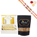 Ghasitaram Sugarfree Kaju Katli and Wheat Puffs With Pearl Beads Rakhi | Grocsy