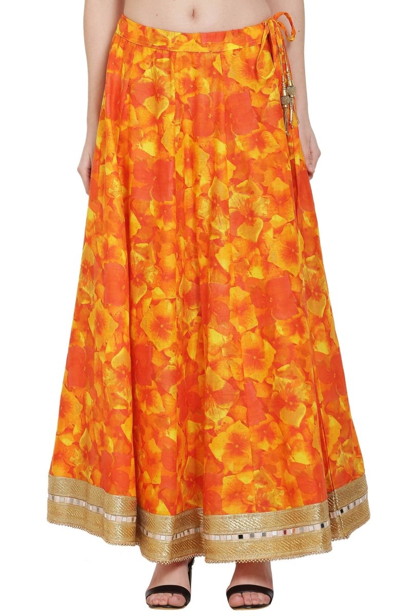 Asmaani Orange Color Maxi Skirt | Grocsy