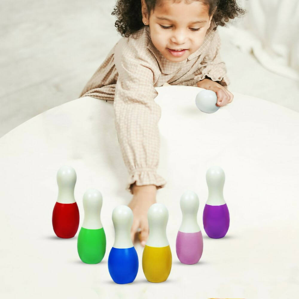 Matoyi Rainbow Colored Bowling Pin And Stacker Combo | Grocsy