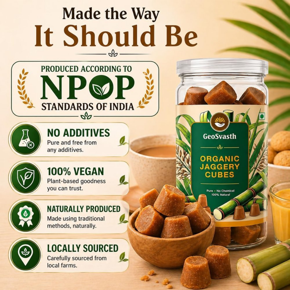 GeoSvasth Organic Jaggery Cubes | Grocsy