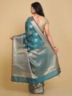 Kalamandir Ethnic Motifs Sea Green Silk Blend Saree | Grocsy