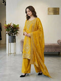 Teeya Creation Yellow Color Gimmychu Silk Embroidery Work Wedding Wear Salwar Suit | Grocsy