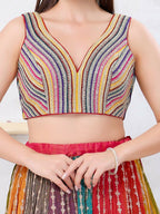 Joban Fashion Multi Mulberry Silk Sleeveless Back Open Blouse | Grocsy