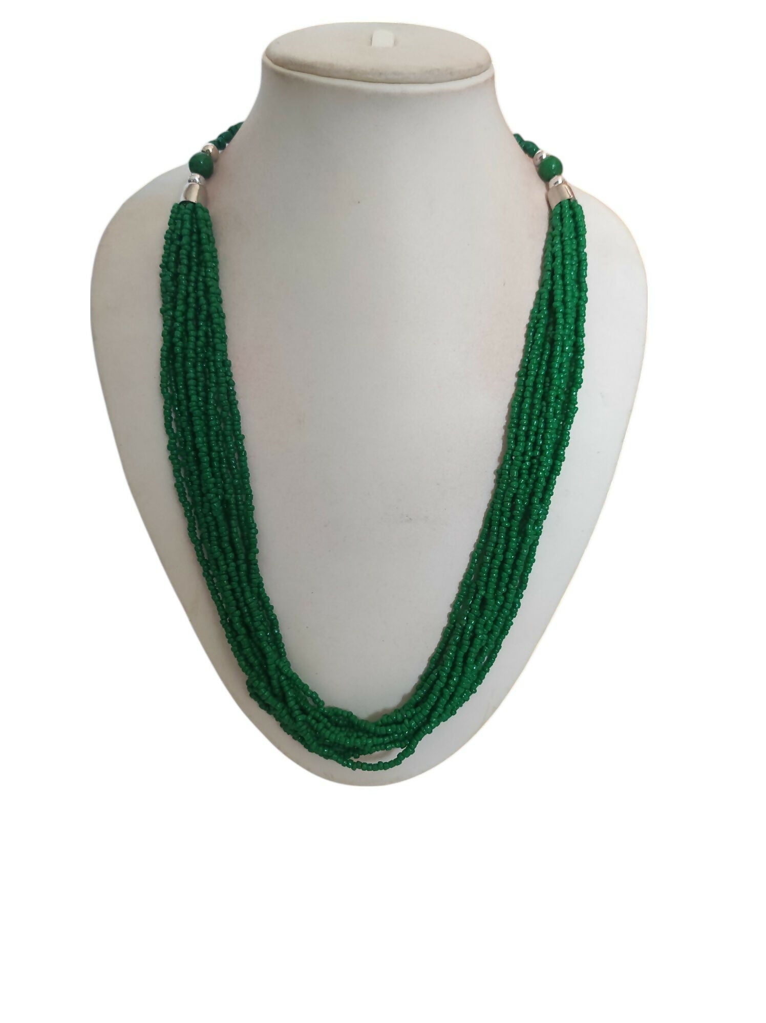 Inhanns Bloom Handmade Beaded Only Necklace - 12 Layers - Dark Green Necklace | Grocsy