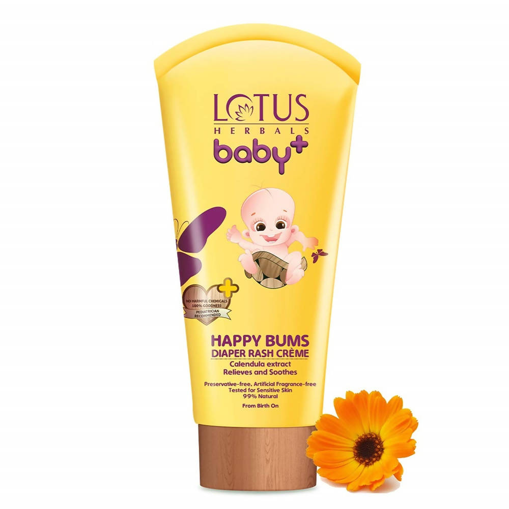 Lotus Herbals Baby+ Happy Bums Diaper Rash Creme (100 Gm) | Grocsy
