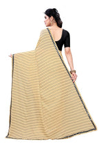 Vamika Cream Malai Silk Printed Saree (Zigzag Chiku) | Grocsy