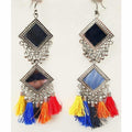 MS Fashion India Long Double Mirror Silver Oxidized Party Wear Earrings For Women And Girls | Grocsy