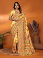 Joban Fashion Yellow Meena Weaves Pashmina Sarees | Grocsy