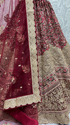 Jyoti Fashion Women's Maroon Velvet Fancy Dori & Sequins Multi Thread Embroidered with Diamond Work Wedding Lehenga Choli | Grocsy