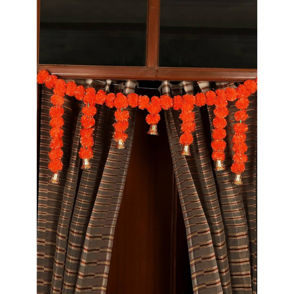 Tied Ribbons Orange Hanging Marigold Flowers Garland | Grocsy