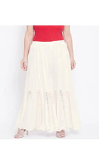 Mominos Fashion Off White Mirror Flower Work Palazzo | Grocsy