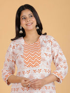 Aramya White Soft Cotton Floral Straight Kurta for Women | Grocsy