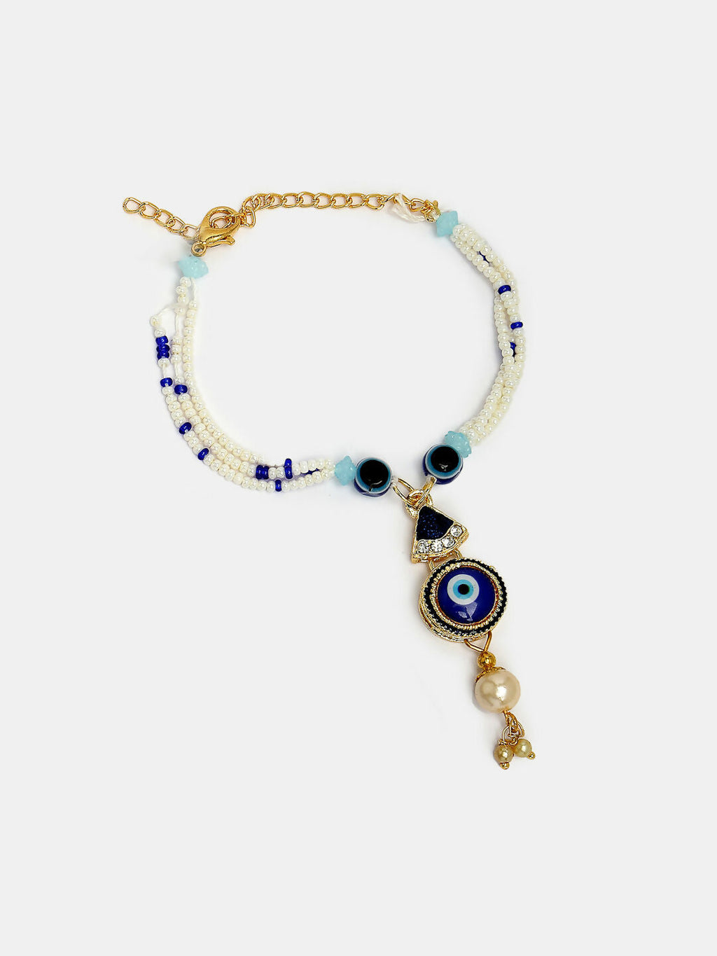 NVR Women & Men Set of 2 Blue Evil Eye Bhaiya Bhabhi Rakhi With Roli Chawal | Grocsy