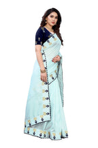 Vamika Sky Blue Dola Silk Embroidery Saree (GITIKA SKY BLUE) | Grocsy