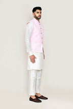 Joban Fashion White Colored Art Silk Fabric Kurta, Jacket With Straight Fit Pant | Grocsy