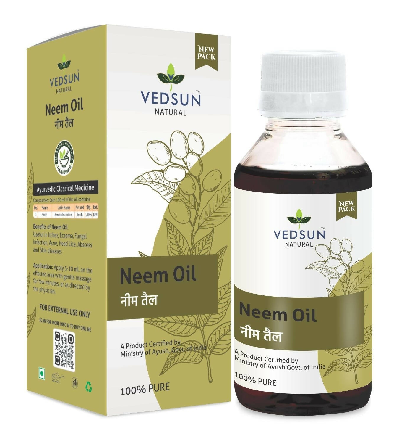 Vedsun Naturals Natural Neem Oil Pure and Organic Massage Oil for Skin & Hair | Grocsy