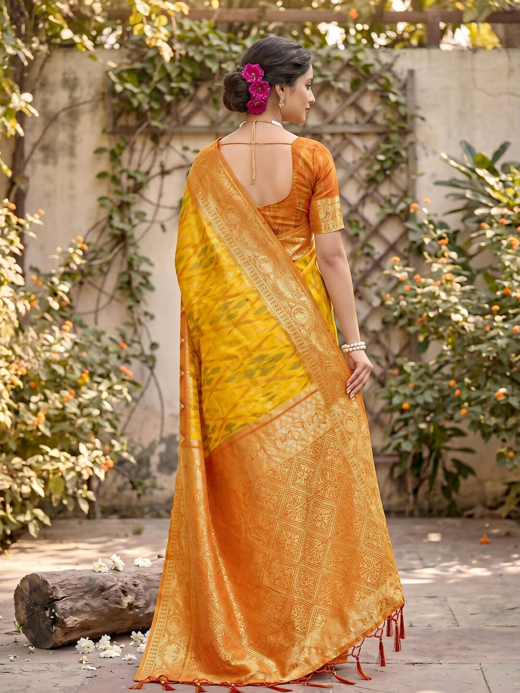 Shree Shyam Fashion Yellow Soft Silk Saree | Grocsy