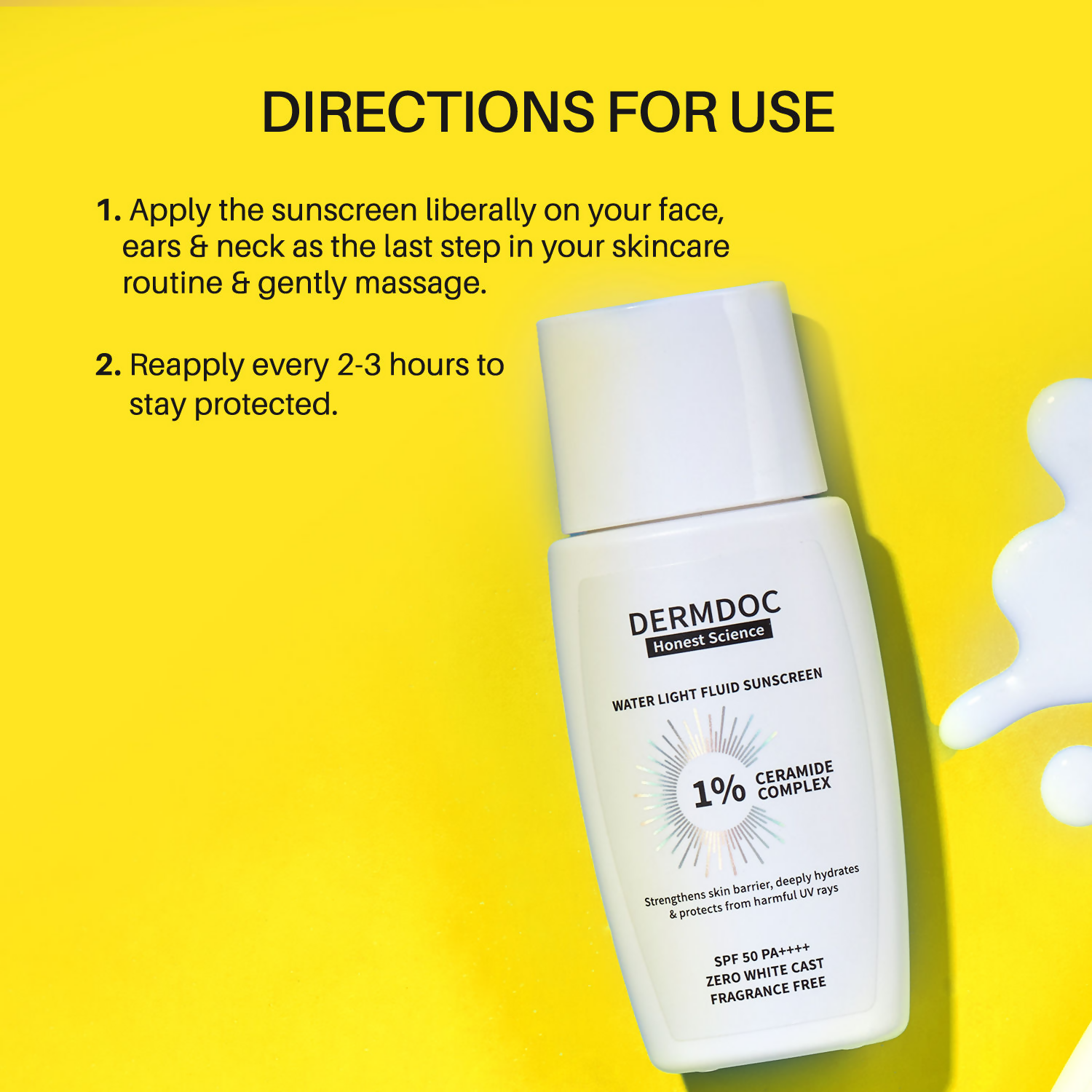 Dermdoc 1% Ceramide Complex Water Light Fluid Sunscreen SPF 50 PA ++++ | Grocsy