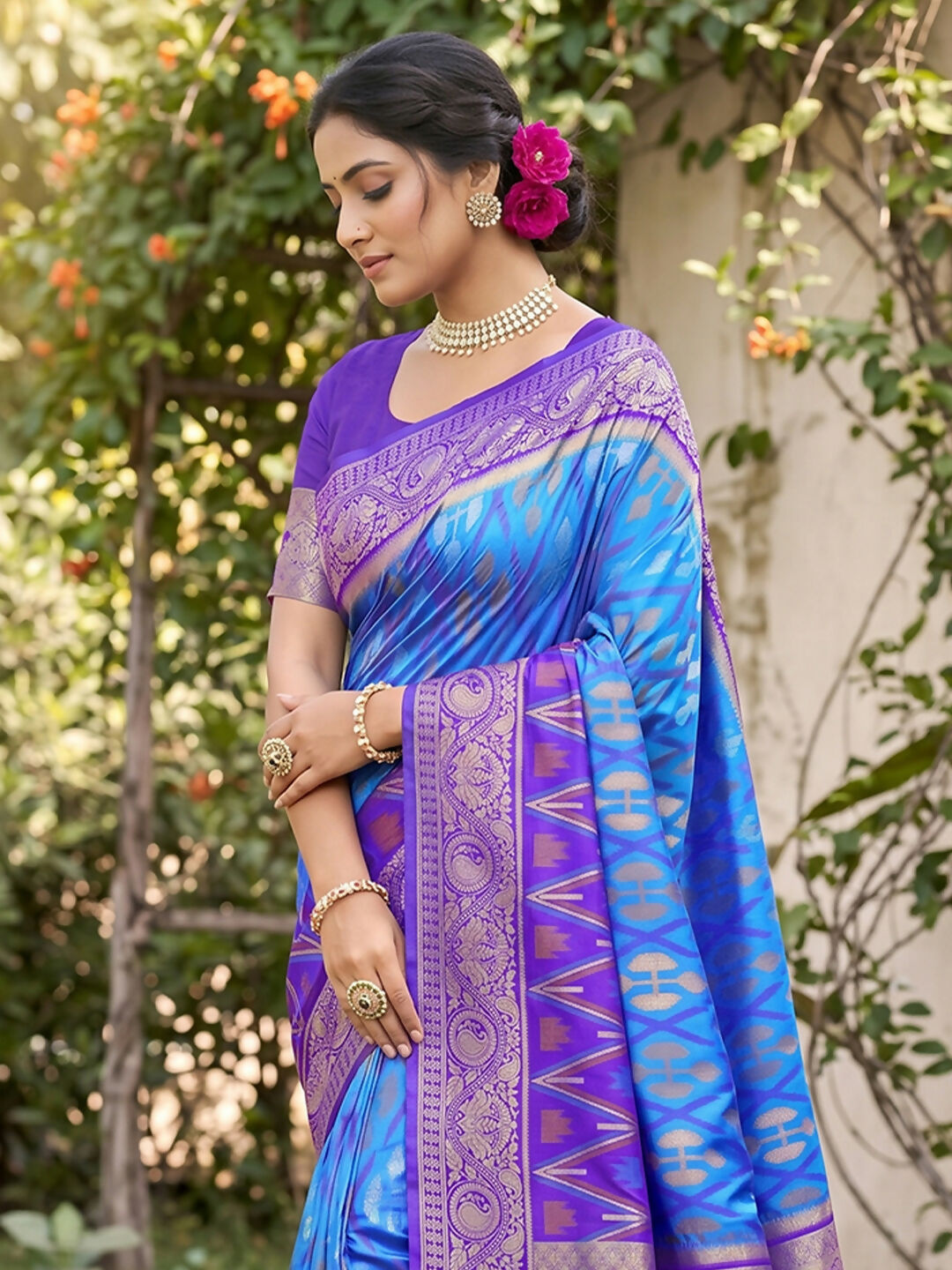 Shree Shyam Fashion Sky Blue Soft Silk Saree | Grocsy