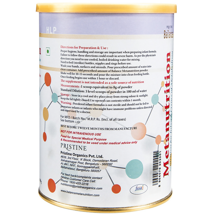 Pristine Balance Metanutrition HLP Powder (Upto 3 Years)- Unflavoured | Grocsy