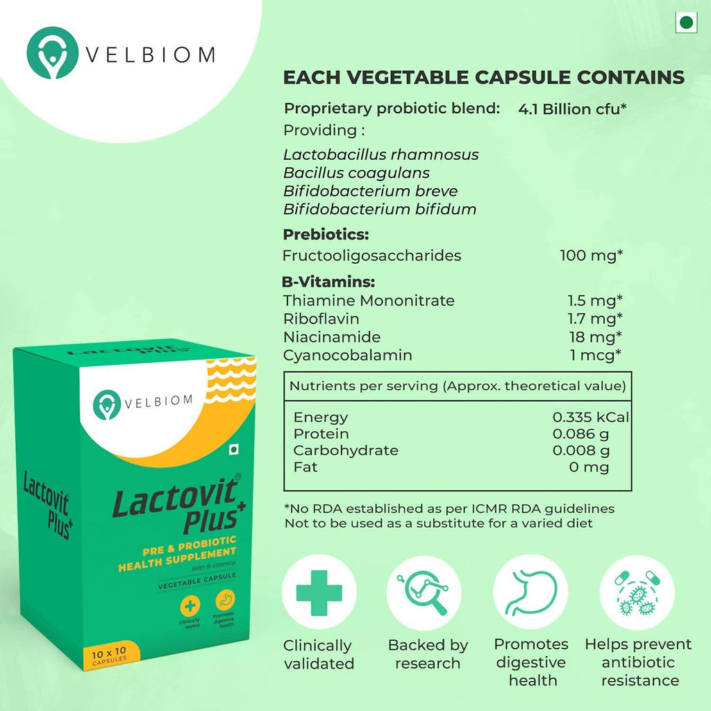 Velbiom Lactovit Plus Probiotics For Men | Grocsy