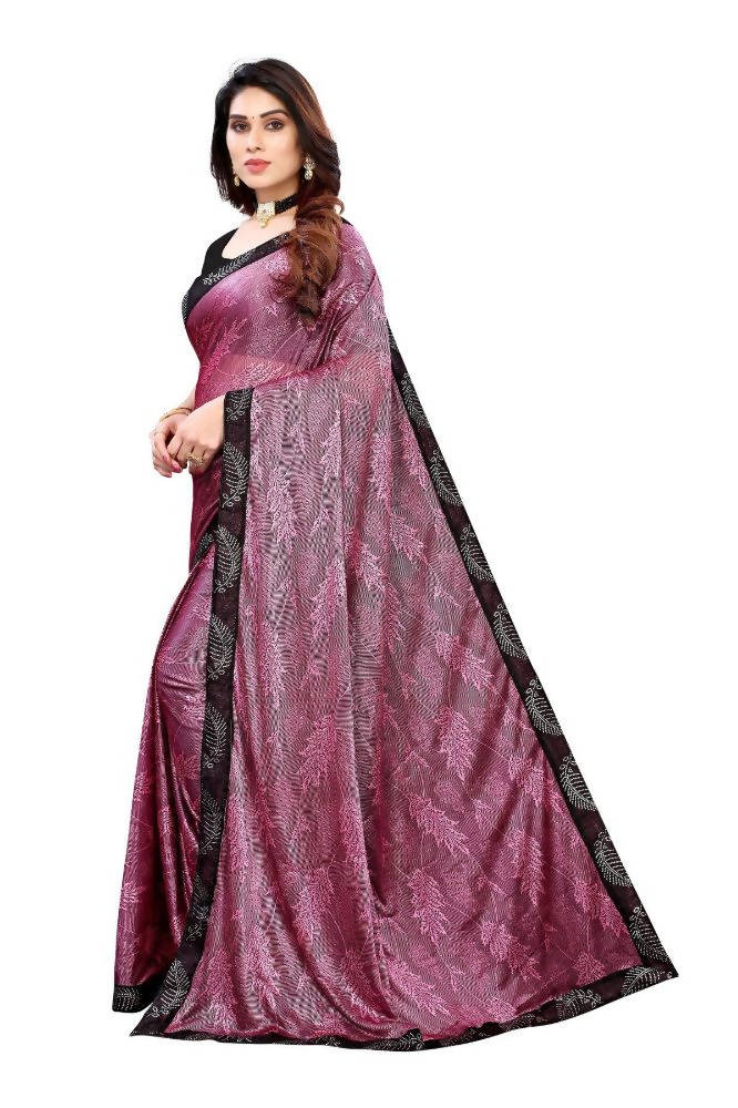 Vamika Pink Malai Silk Embroidery Saree | Grocsy