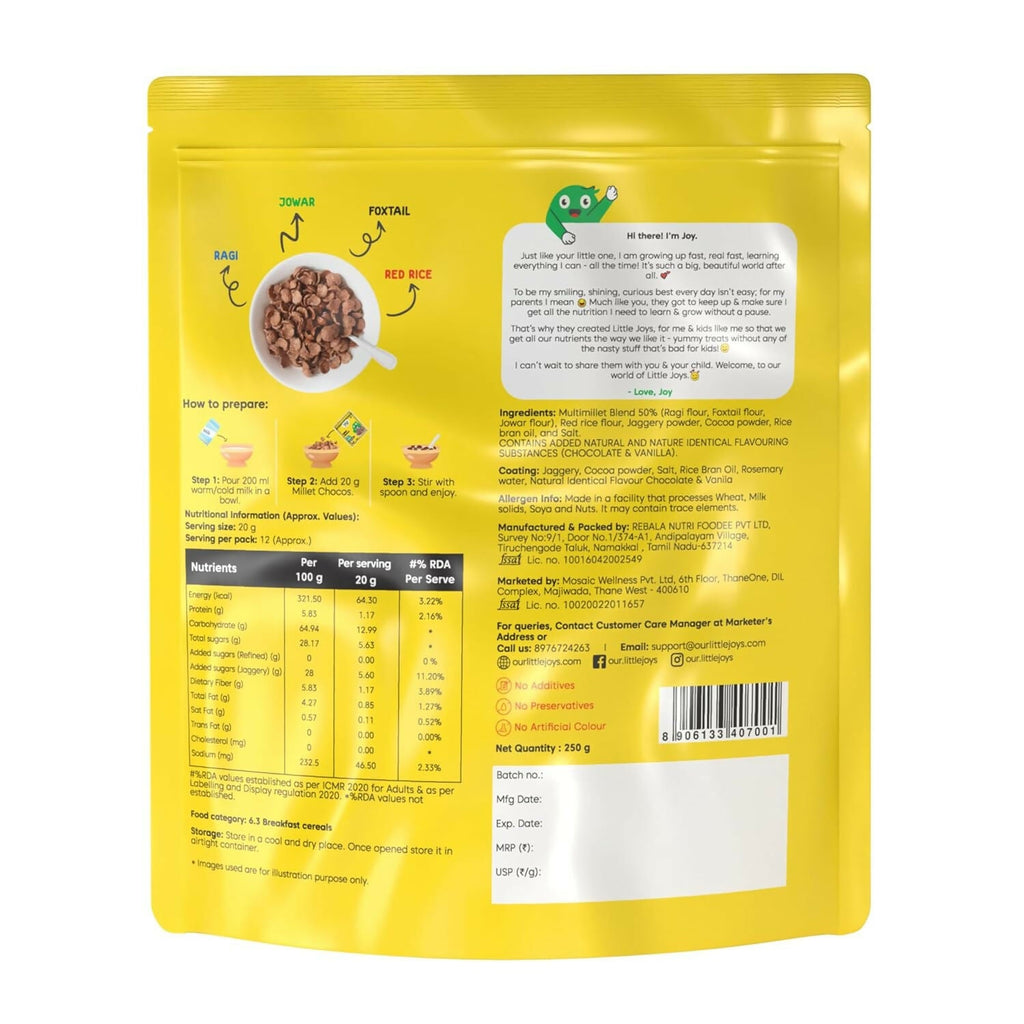 Little Joys Millet Choco Crunch Breakfast Cereal for Kids Made with Ragi, Jowar, Foxtail & Red Rice | Grocsy