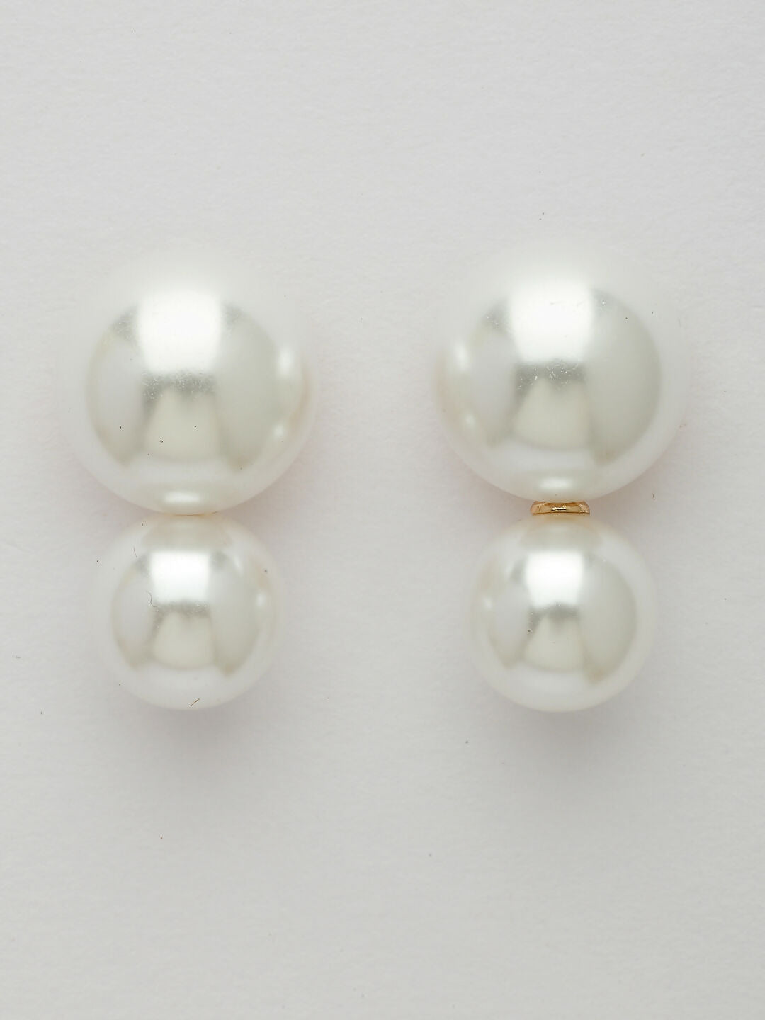 NVR Women's White Pearl Gold-Polished Circular Drop Earring | Grocsy