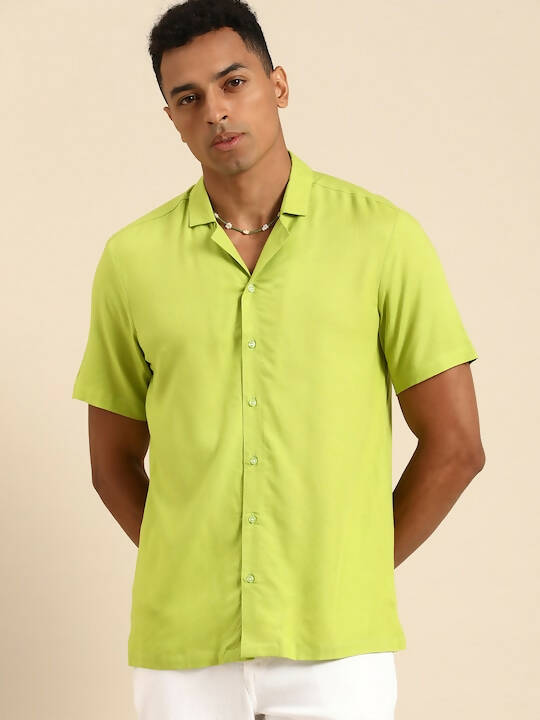 Green Men Rayon Comfort Opaque Casual Shirt - Mahotsav | Grocsy