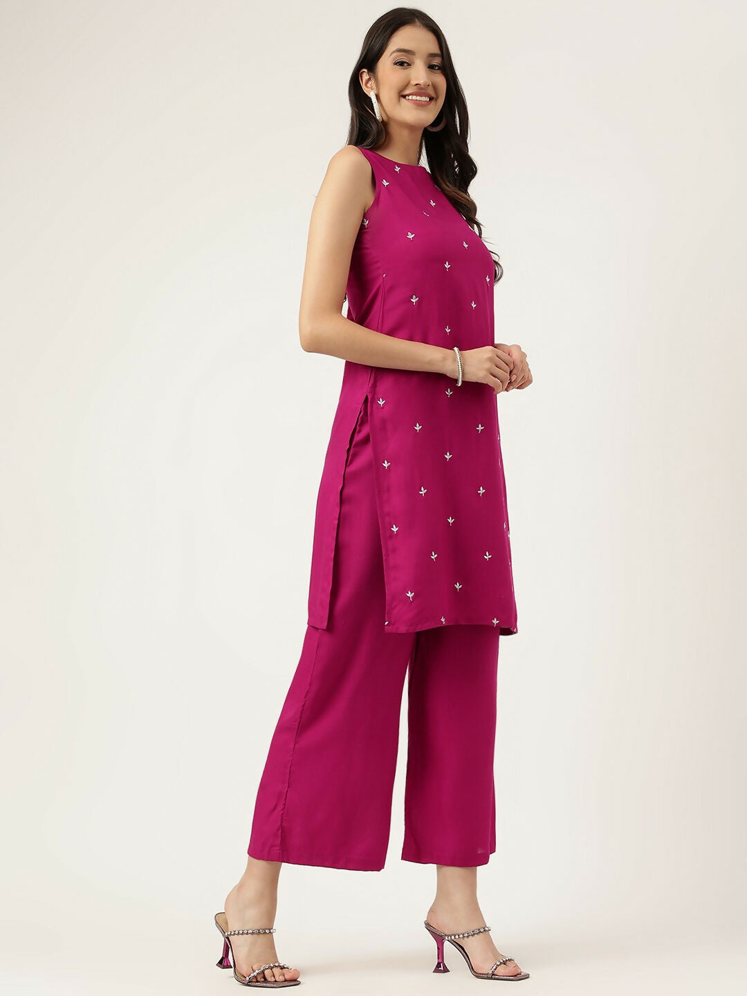 Joban Fashion Pink Rayon and Embroidered Work Straight Kurta Bottom Set | Grocsy