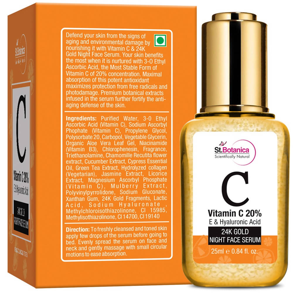St.Botanica Vitamin C 20%, E & Hyaluronic Acid 24k Gold Night Face Serum | Grocsy