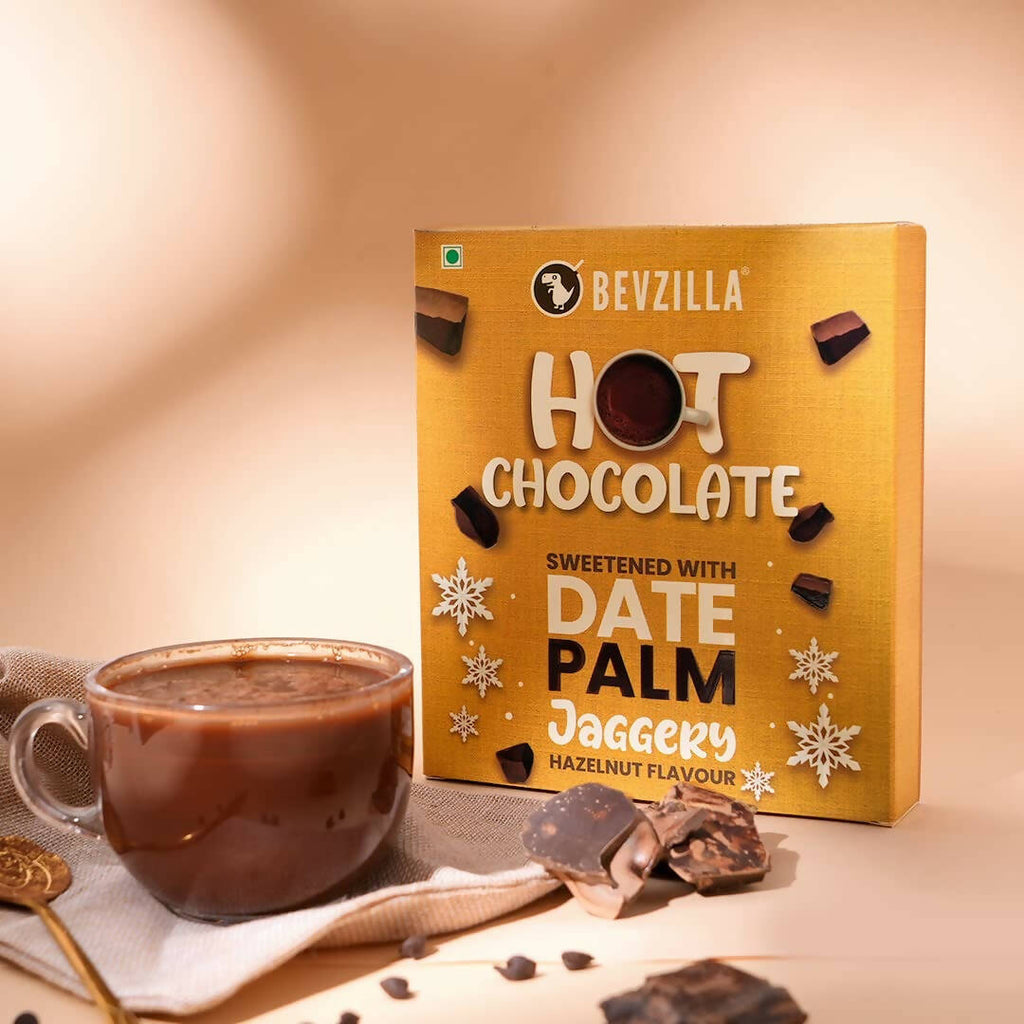 Bevzilla Hot Chocolate Powder (Hazelnut) Drink Powder With Organic Date Palm Jaggery | Grocsy