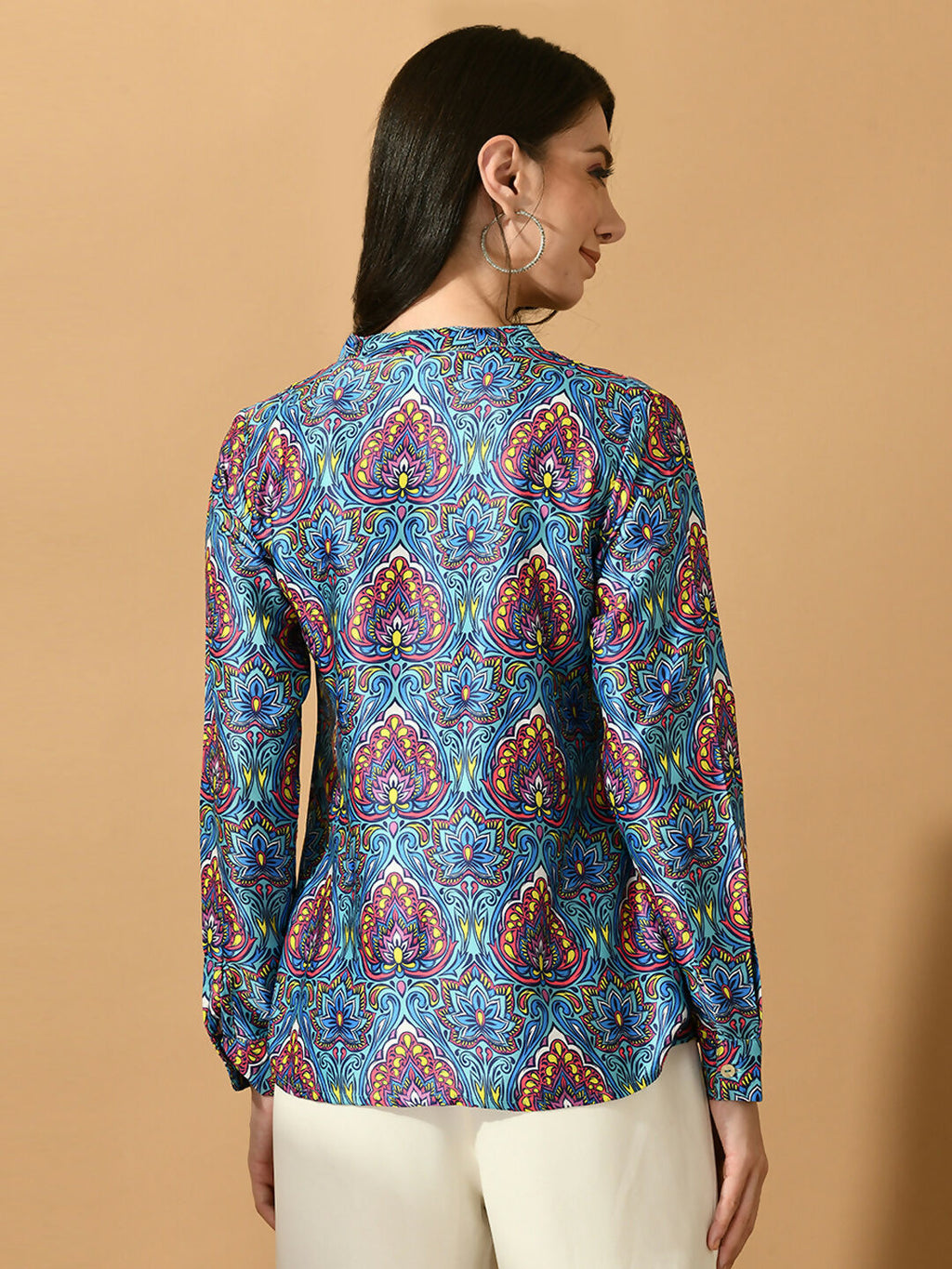 Myshka Women's Multi Satin Printed Smart Shirt | Grocsy