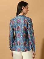 Myshka Women's Multi Satin Printed Smart Shirt | Grocsy