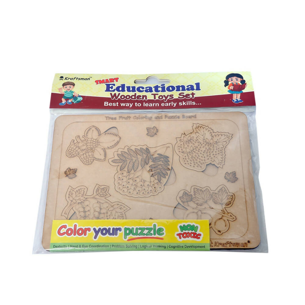 Kraftsman Tree Fruits with Leaves Puzzle Board | Color Kit included | Grocsy