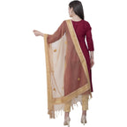 A R Silk Women's Gotta Patti Embroidery Orgenza Cotton Golden Dupattas and Chunnis | Grocsy