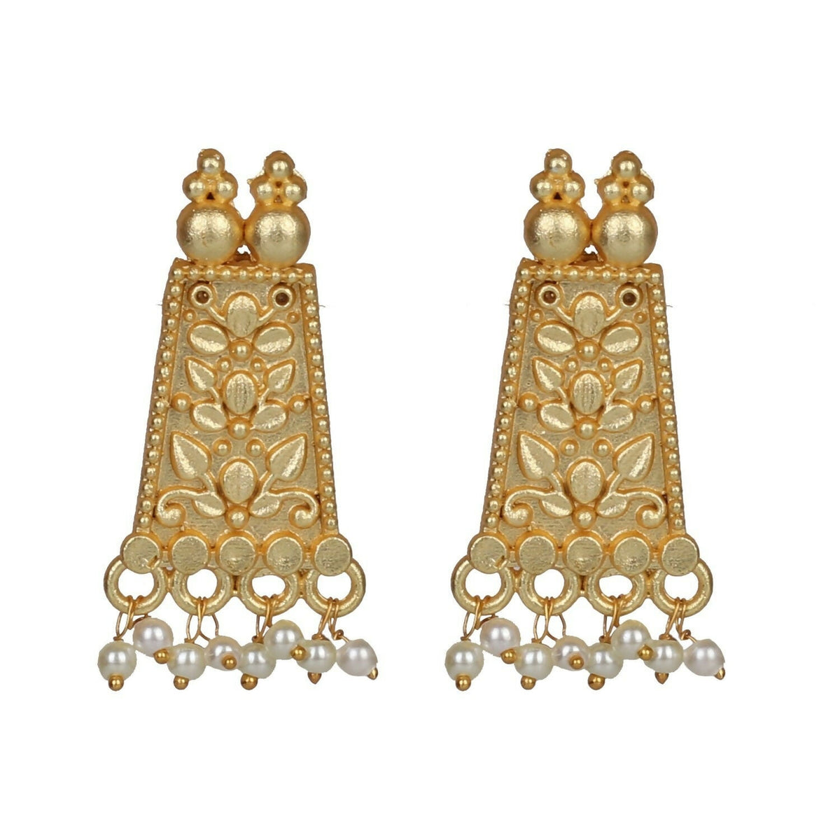 Joban Fashion Women Matte Gold Brass Earrings | Grocsy